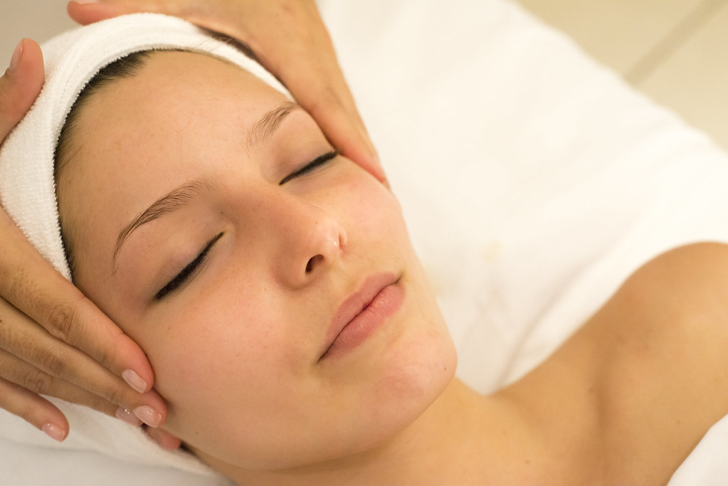 Photo of a face receiving massage